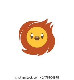 Cute Lion Face Emoticon Emoji Expression Illustration logo