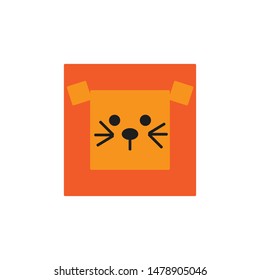 Cute Lion Face Emoticon Emoji Expression Illustration logo