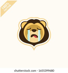 Cute lion face emoticon emoji expression Illustration. Scalable and editable vector.
