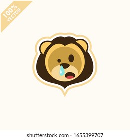 Cute lion face emoticon emoji expression Illustration. Scalable and editable vector.