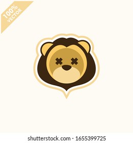 Cute lion face emoticon emoji expression Illustration. Scalable and editable vector.