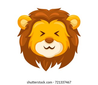 Cute Lion Face Emoticon Emoji Expression Illustration - Laugh