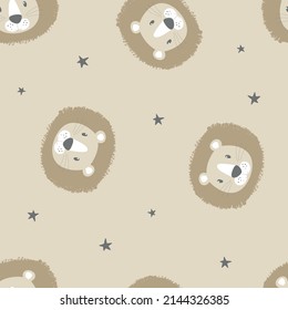 cute lion face seamless pattern