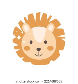 Cute lion face vector illustration isolated on white background. Safari baby animal face Svg cut file. Perfect for nursery poster, kids shirt design, baby showers card and so on svg