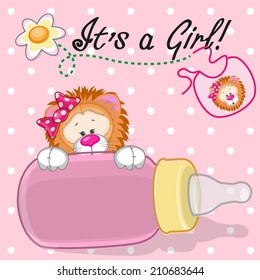 Cute Lion with feeding bottle 