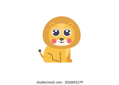 Cute león diseño plano editable vector eps 10