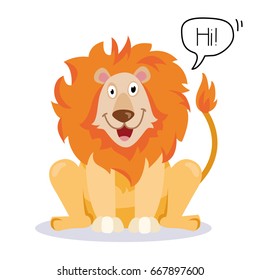 Cute lion. flat icon isolated on white background. Kids illustration