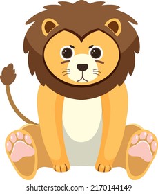 Cute lion in flat style illustration