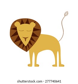 Cute lion in flat style isolated on white background in vector