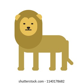 Cute lion. Flat vector illustration. Isolated on white background