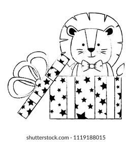cute lion in gift character