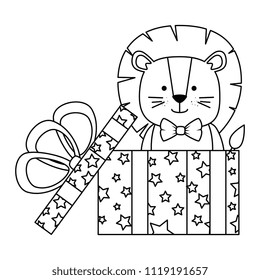 cute lion in gift character