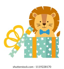 cute lion in gift character