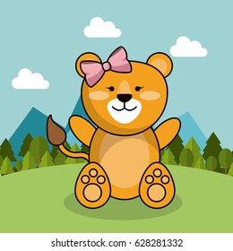 cute lion girl bow adorable landscape natural