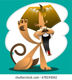 Cute Lion greeting people cartoon vector