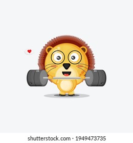 Cute lion gym fitness vector design