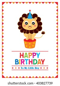 cute lion happy birthday to little boy card
