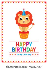 cute lion happy birthday to little boy card