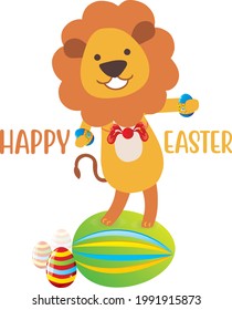 Cute lion for happy easter day illustration