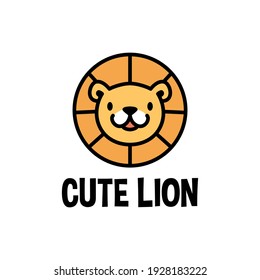 cute lion head cartoon playful logo vector icon illustration