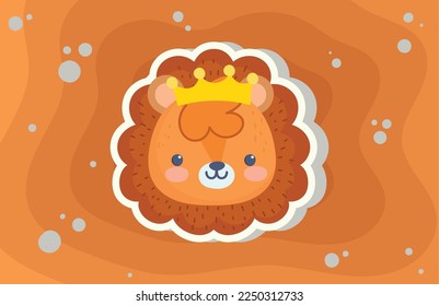 cute lion head with crown