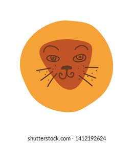 Cute Lion Head, Design Element kann für T-Shirt Print, Poster, Karte, Label, Badge Vektorgrafik verwendet werden