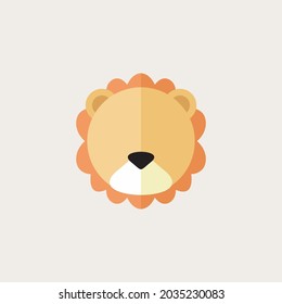 Cute lion head. Flat design doodle, Vector illustration