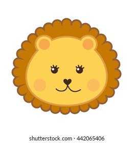 cute lion head isolated icon design