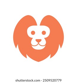 cute lion head logo design cartoon flat vector