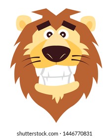 Cute lion head mascot for kid sport or zoo/animal hospital mascot - flat vector