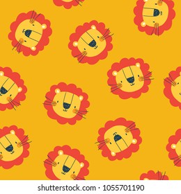 cute lion head pattern design as vector