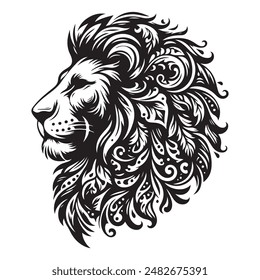 A Cute Lion Head Silhouette illustration