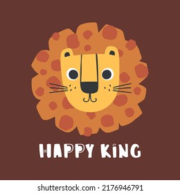 cute lion head vector drawn for kids fashion