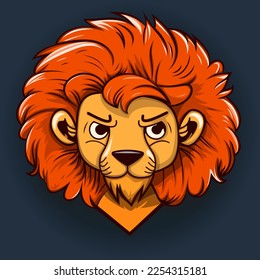 Cute Lion Head.  Young Lion Face. Cartoon Character Emoticon Emoji