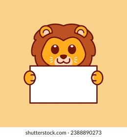 Cute Lion Holding a Blank Sign