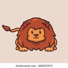 cute lion hunter. cartoon animal nature concept Isolated illustration. Flat Style suitable for Sticker Icon Design Premium Logo vector. Mascot Character