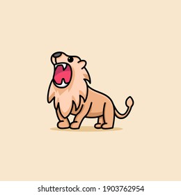 Cute lion icon cartoon illustration