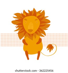 Cute lion icon, logo, symbol. Vector illustration isolated on a white background.