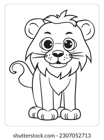 Cute Lion, Lion illustration, Cute Lion Coloring Pages for kids, Black and white, Coloring Pages for kids, Animals.