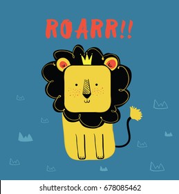 cute lion illustration as vector