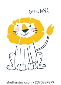 Cute Lion Illustration Vector Design