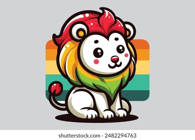 cute lion illustration vector silhouette eps
