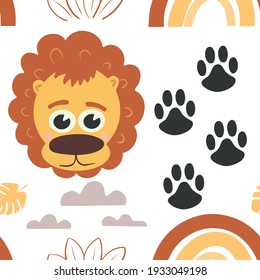 Cute-Löwe-Illustration. Zoo-Muster. Cute Cartoon Tier. Kann für Buchillustrationen, Wallpaper und andere Artikel verwendet werden.