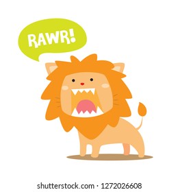 cute lion isolated background vector illustration