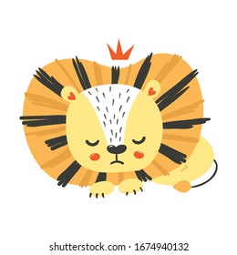 Cute lion. Isolated element for stickers, cards, invites and posters 