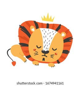 León lindo. Elemento aislado para pegatinas, tarjetas, invitaciones y carteles 