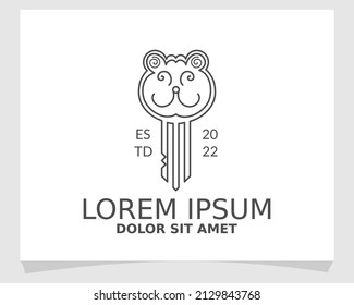 cute lion key logo vector design template