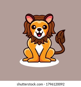 Cute lion kids character logo design for t-shirts or as you wish