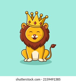 Cute lion king cartoon character.Vector illustration