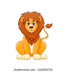 Cute lion king cartoon vector illustration